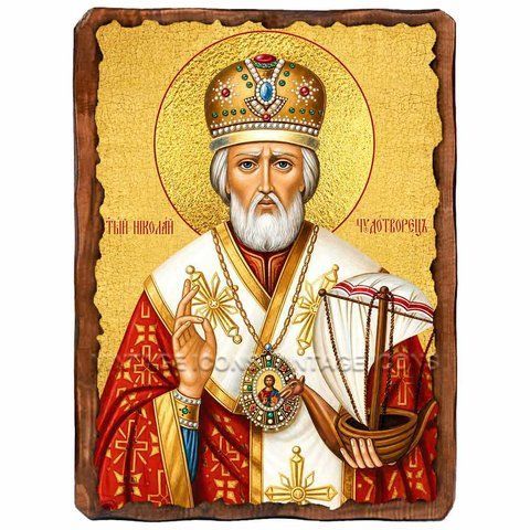 Николай Чудотворец Мирликийский, святитель, икона на дереве 130х170 мм (П-3857-1) П-3857 фото