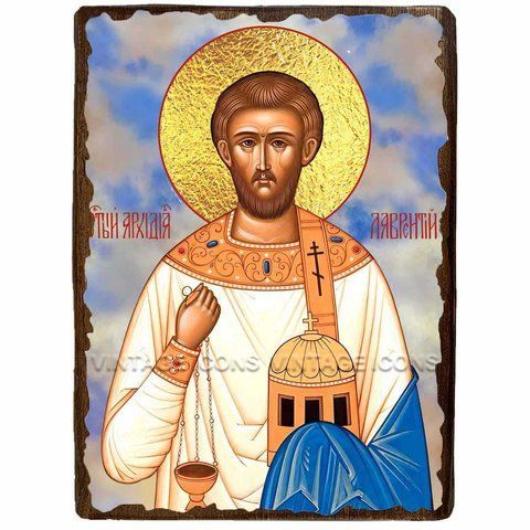 Ікона Лаврентій Римський архідиякон ,ікона на дереві 130х170 мм (4179-1) 4179 фото