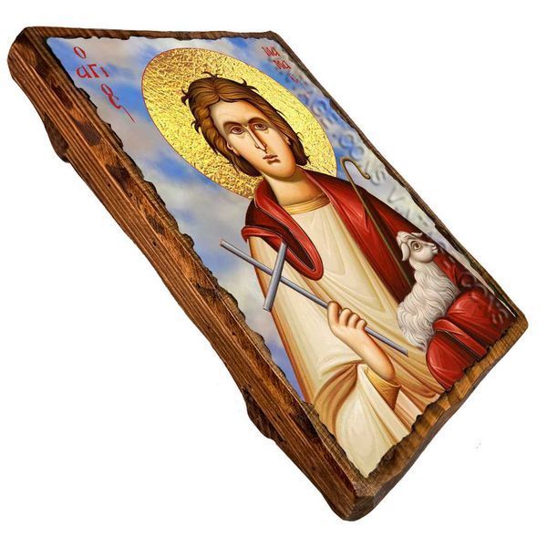Икона Мамант с овечкой мученик ,икона на дереве 130х170 мм (3854-1) 3854 фото