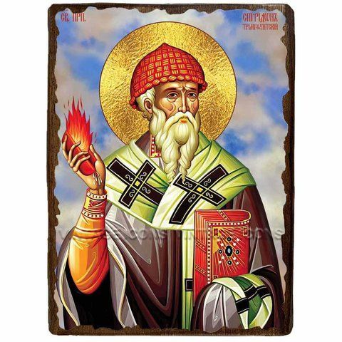 Ікона Святитель Спиридон Триміфунтський (поясний) ,ікона на дереві 130х170 мм (1184-1) 1184 фото