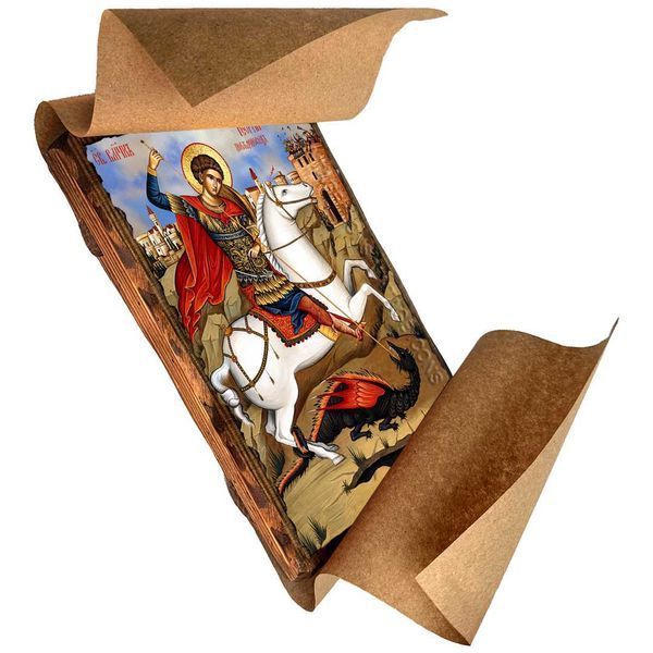 Георгій Побідоносець (Юрій Переможець), великомученик, ікона на дереві 130х170 мм (Н-1003-1) Н-1003 фото