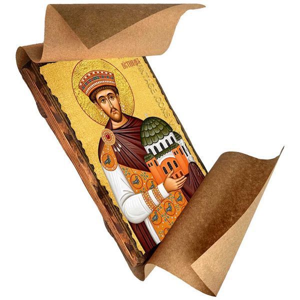Иустиниан Великий, благоверный царь, икона на дереве 130х170 мм (П-3872-1) П-3872 фото