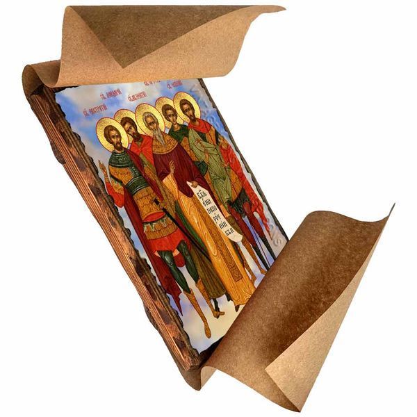 Євстратій, Авксентій, Євген, Мардарій та Орест Севастійські, мученики, ікона на дереві 130х170 мм (Н-4621-1) Н-4621 фото