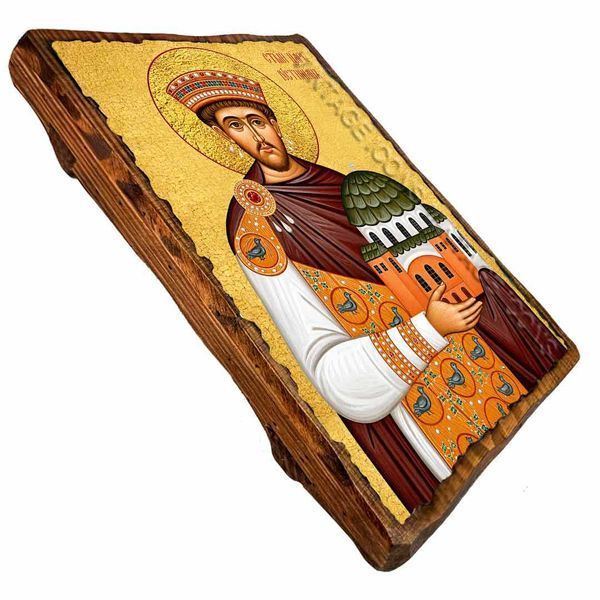 Иустиниан Великий, благоверный царь, икона на дереве 130х170 мм (П-3872-1) П-3872 фото