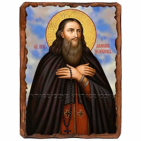 Дамиан Целебник Печерский, преподобный, икона на дереве 130х170 мм (Н-4081-1) Н-4081 фото