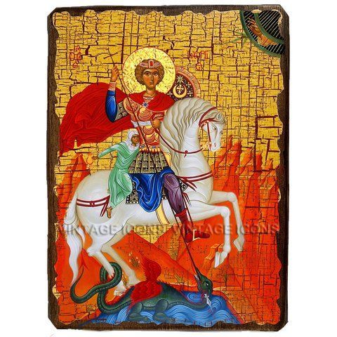 Ікона Святий Великомученик Георгій Побідоносець ,ікона на дереві 130х170 мм (2024-1) 2024 фото