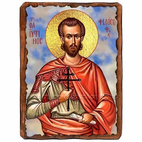 Иустин Философ, мученик, икона на дереве 130х170 мм (Н-4485-1) Н-4485 фото