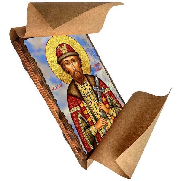 Всеволод Новгородський, Псковський, благовірний князь, ікона на дереві 130х170 мм (Н-2454-1) Н-2454 фото
