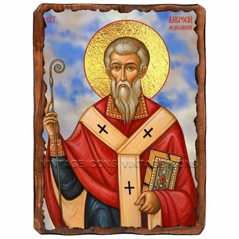 Амвросий Медиоланский, святитель, икона на дереве 130х170 мм (Н-4423-1) Н-4423 фото