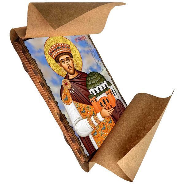 Иустиниан Великий, благоверный царь, икона на дереве 130х170 мм (Н-3872-1) 3872 фото