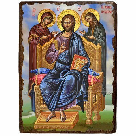 Ікона Деісус (Деисис, Деісусний чин, Спаситель Ісус Христос) ,ікона на дереві 130х170 мм (1818-1) 1818 фото