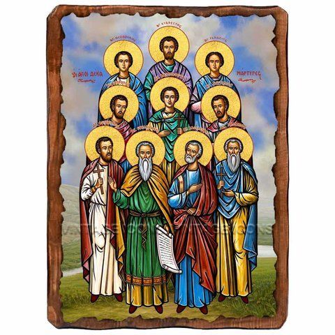 Собор десяти Критских мучеников, икона на дереве 130х170 мм (Н-3935-1) 3935 фото