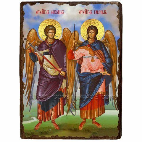 Ікона Архангели Михаїл і Гавриїл ,ікона на дереві 130х170 мм (1822-1) 1822 фото