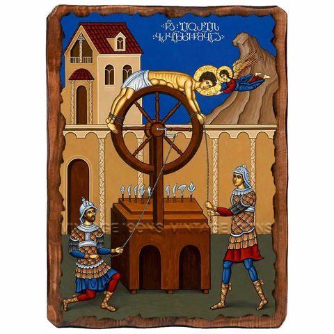 Колесование великомученика Георгия, икона на дереве 130х170 мм (Н-3596-1) 3596 фото