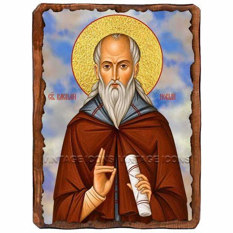 Василій Новий, преподобний, ікона на дереві 130х170 мм (Н-4123-1) Н-4123 фото