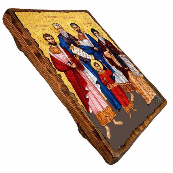 Назарий, Гервасий, Протасий и Келсий, мученики, икона на дереве 130х170 мм (П-3551-1) П-3551 фото
