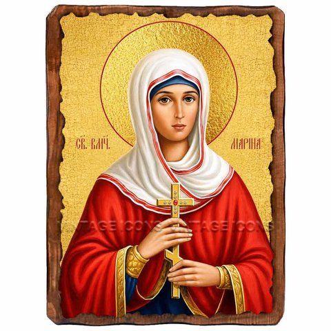 Марина Антиохийская, великомученица, икона на дереве 130х170 мм (П-4230-1) П-4230 фото