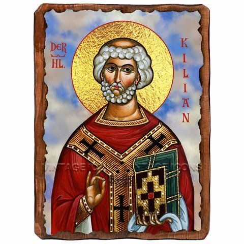 Килиан Вюрцбургский, священномученик, икона на дереве 130х170 мм (Н-4487-1) Н-4487 фото