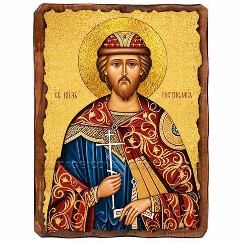 Ростислав Смоленський, благовірний князь, ікона на дереві 130х170 мм (П-3754-1) П-3754 фото