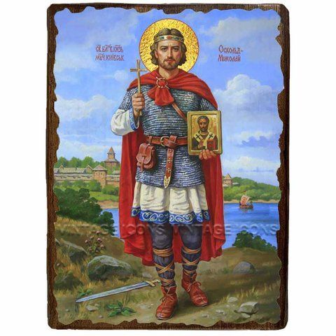 Ікона Оскольд-Микола князь Київський ,ікона на дереві 130х170 мм (3562-1) 3562 фото