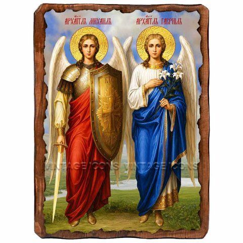 Михаил и Гавриил Архангелы, икона на дереве 130х170 мм (Н-1821-1) Н-1821 фото