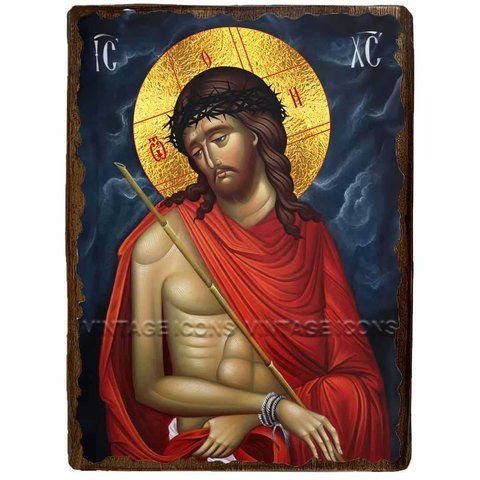 Ікона Спасителя в Терновому Вінці, Ісус Христос ,ікона на дереві 130х170 мм (3727-1) 3727 фото