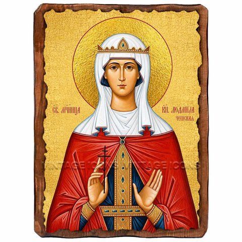 Людмила Чешская, благоверная княгиня, мученица, икона на дереве 130х170 мм (П-2926-1) П-2926 фото
