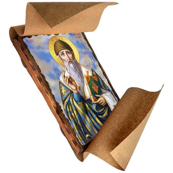 Икона Спиридон Святитель Тримифунтский ,икона на дереве 130х170 мм (3890-1) 3890 фото